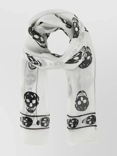 Alexander Mcqueen Printed Silk Scarf Nd  Uomo Tu In White