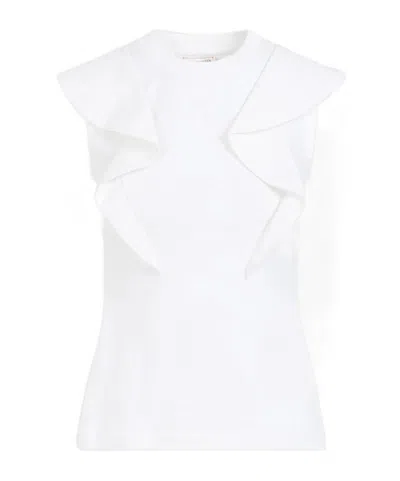 Alexander Mcqueen Frill Detail Sleeveless Top In White