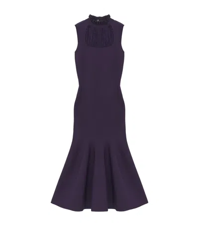 Alexander Mcqueen Fringe-detail Midi Dress In Purple