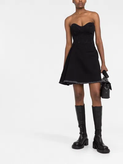 Alexander Mcqueen Fringe Detail Strapless Minidress In Black
