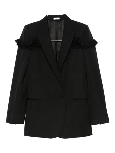 Alexander Mcqueen Fringed-detail Single-breasted Blazer In Black