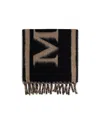 Alexander Mcqueen Logo Intarsia Wool Fringed Scarf In Black