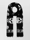 Alexander Mcqueen Fringed Skull Print Rectangular Scarf In Black