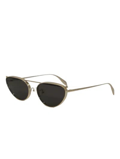 Alexander Mcqueen Front Piercing Cat-eye Sunglasses In Gold