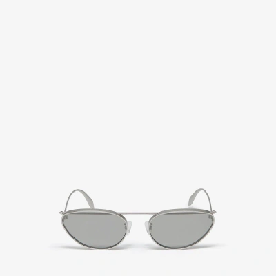 Alexander Mcqueen Front Piercing Cat-eye Sunglasses In Silver