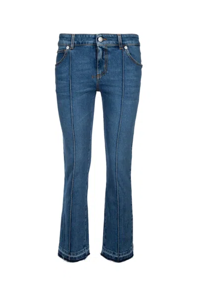 Alexander Mcqueen Logo-patch Flared Jeans In Blue