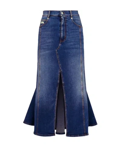 ALEXANDER MCQUEEN ALEXANDER MCQUEEN FRONT SLIT DENIM SKIRT