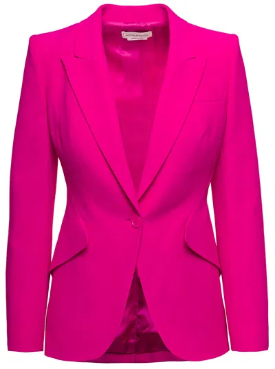 ALEXANDER MCQUEEN FUCHSIA SINGLE-BREASTED JACKET WITH PEAKED REVERS IN VISCOSE BLEND WOMAN