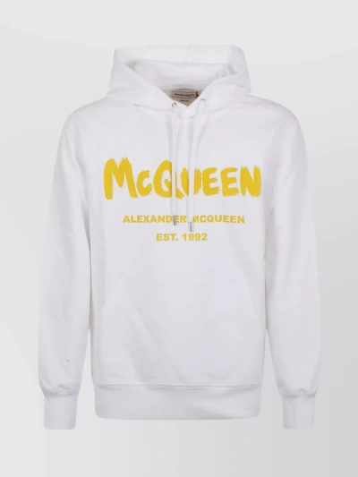 Alexander Mcqueen Functional Hooded Sweater With Ribbed Accents In Grey