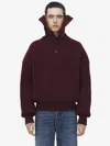 Alexander Mcqueen Ribbed Wool And Cashmere-blend Half-placket Sweater In Bordeaux
