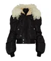 Alexander Mcqueen Shearling-collar Bomber Jacket In Black