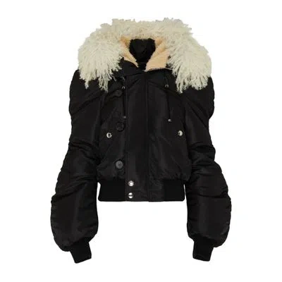 Alexander Mcqueen Fur Down Jacket In Black