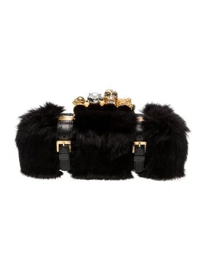 Pre-owned Alexander Mcqueen Fur Minaudière In Black