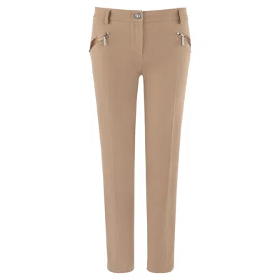 Pre-owned Alexander Mcqueen F/w 1996 "dante" Beige Crystal Zipper Skinny Stretch Pants In Brown