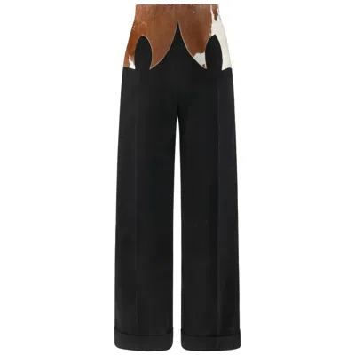 Pre-owned Alexander Mcqueen F/w 1997 “it's A Jungle Out There” Cowhide Trousers Wide Pants In Black