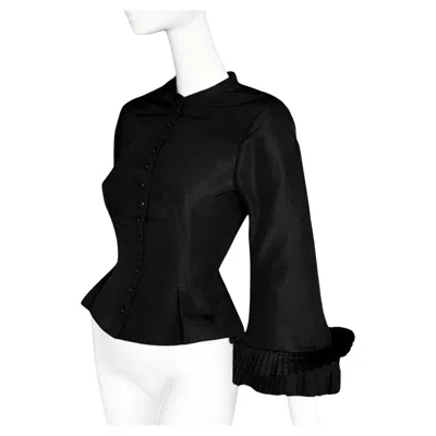 Pre-owned Alexander Mcqueen Fw 2002 Black Silk Blouse Top Jacket