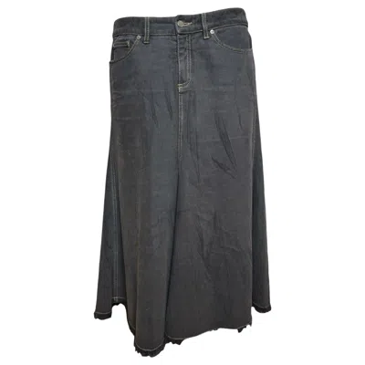 Pre-owned Alexander Mcqueen F/w 2004 Deconstructed Denim Maxi Skirt In Black