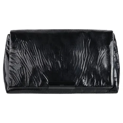 Pre-owned Alexander Mcqueen F/w 2009 Black Crinkled Patent Leather Large Trash Bag Clutch