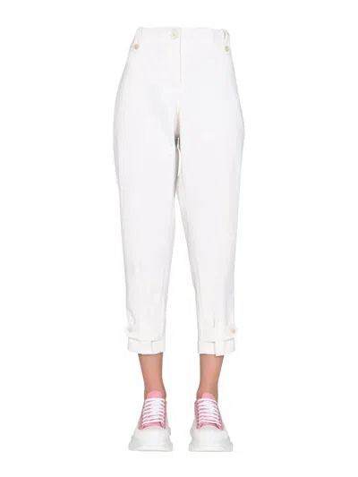 Alexander Mcqueen White Military Cuff Tailored Pants