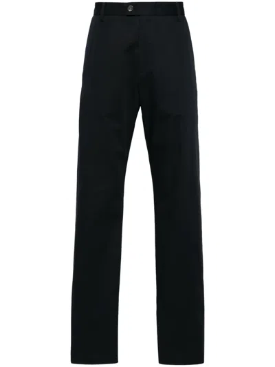 Alexander Mcqueen Blue Straight Tailored Pants In Cotton Man In Multicolor