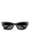 Alexander Mcqueen Women Acetate Sunglasses With Rhinestones Detail In Neutral