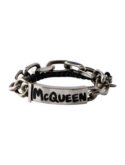 Pre-owned Alexander Mcqueen Gaff Link Bracelet, 7" In Black