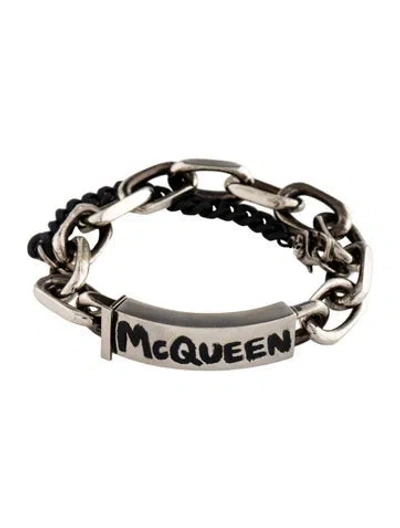 Pre-owned Alexander Mcqueen Gaff Link Bracelet, 7" In Black