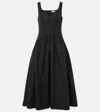 Alexander Mcqueen Gathered Cotton-poplin Midi Dress In Black
