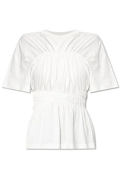 Alexander Mcqueen Gathered Crewneck T-shirt In White