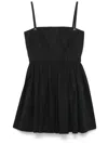Alexander Mcqueen Mcqueen Pleated Cotton Poplin Fit & Flare Minidress In Black