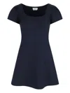 Alexander Mcqueen Square Neckline Knee Length Dress With Panel Detailing In Blue