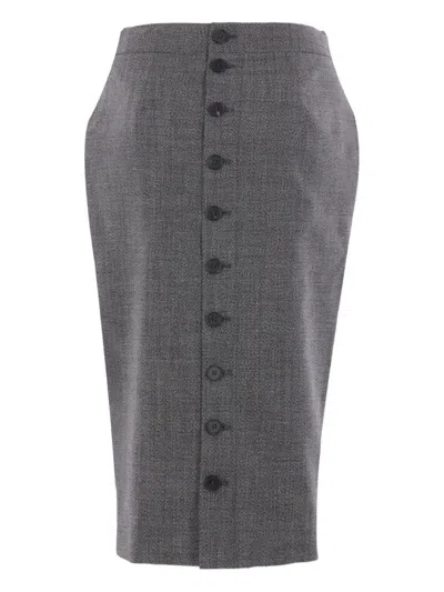 ALEXANDER MCQUEEN BUTTON-FRONT WOOL SKIRT