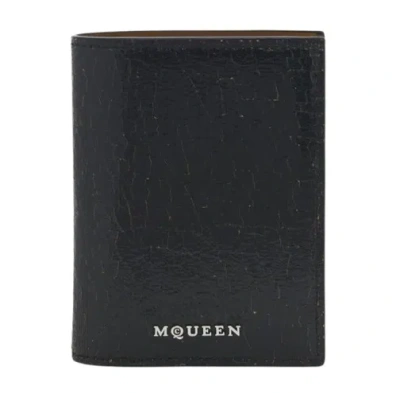 Alexander Mcqueen Genuine Leather Sleek Wallet In Black