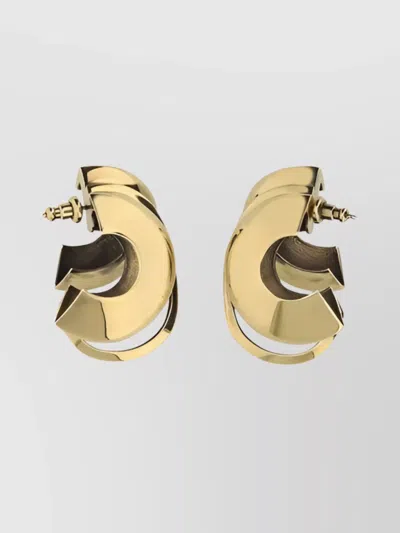 Alexander Mcqueen Geometric Brass Hoop Earrings In Gold