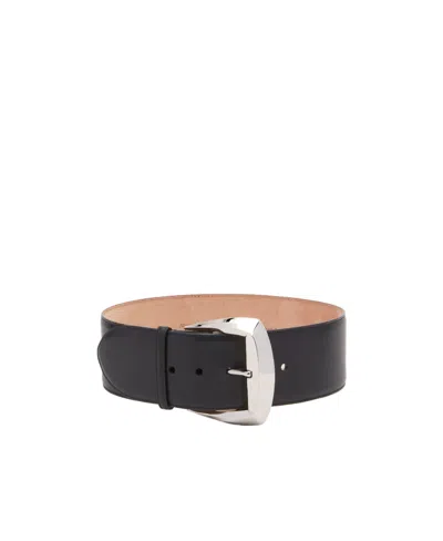 Alexander Mcqueen Geometric Buckle Waist Belt In Black