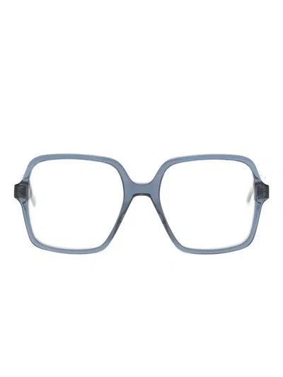 Alexander Mcqueen Geometric-frame Glasses In Blue