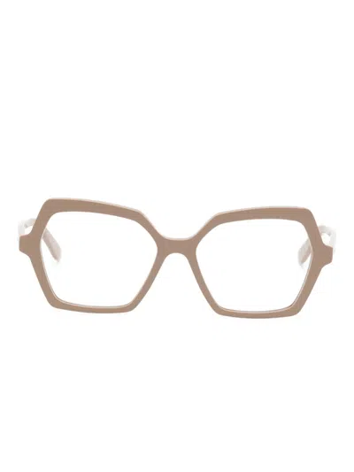 Alexander Mcqueen Geometric-frame Glasses In Brown