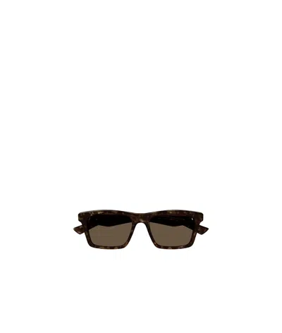 Alexander Mcqueen Geometric Frame Sunglasses In Brown