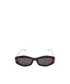 Alexander Mcqueen Rectangular Sunglasses With Metal Accents And Silver Temples In Gray
