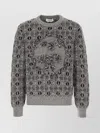 Alexander Mcqueen Geometric Pattern Knit Sweater With Crew Neck In Gray