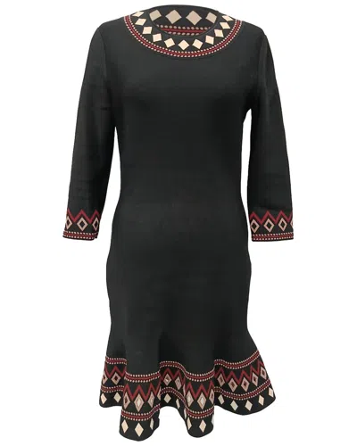 Alexander Mcqueen Geometric Pattern Midi Dress In Black