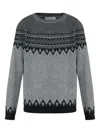 Alexander Mcqueen Mcqueen Skull Fair Isle Wool Crewneck Sweater In Gray