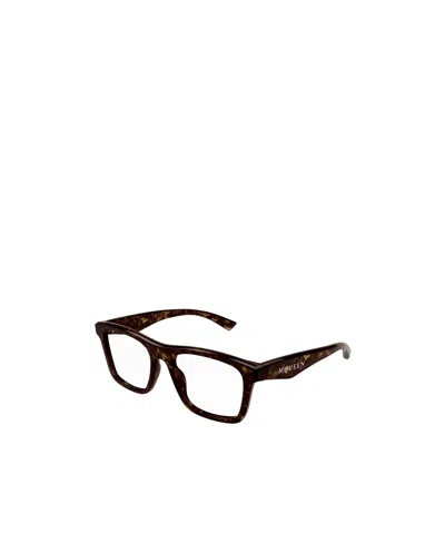 Alexander Mcqueen Geometrically Framed Flat Mirror In Shiny Dark Havana