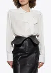 Alexander Mcqueen Georgette Silk Shirt With Self-tie Scarf In White