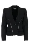 Alexander Mcqueen Zip-embellished Single-breasted Blazer In Black