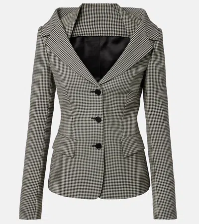 Alexander Mcqueen Gingham Layered Blazer In Gray