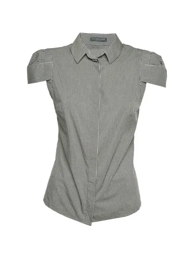 Pre-owned Alexander Mcqueen Gingham Print Short-sleeve Shirt In Black