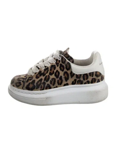 Pre-owned Alexander Mcqueen Kids' Girls' Leopard Print Low Top Sneakers In Neutrals