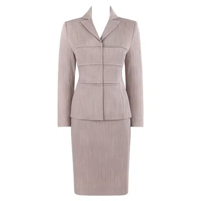 Pre-owned Alexander Mcqueen Givenchy Couture A/w 1998  2pc Tailored Blazer Skirt Suit Set In Gray