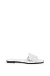 ALEXANDER MCQUEEN GLAMOROUS LAMINATED SLIDES WITH IMPRINTED LOGO FOR WOMEN IN GRAY FOR SS24